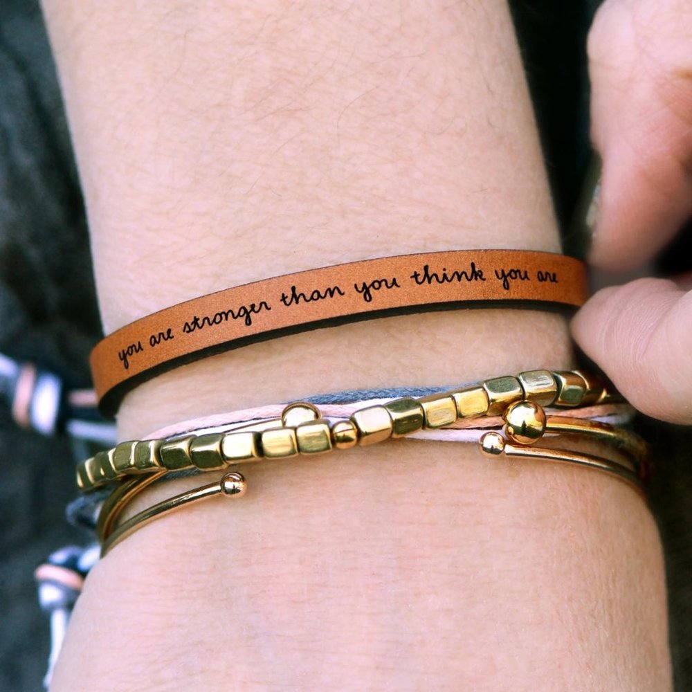 🆕 Laurel Denise 'you are stronger than you think you are' Leather Bracelet